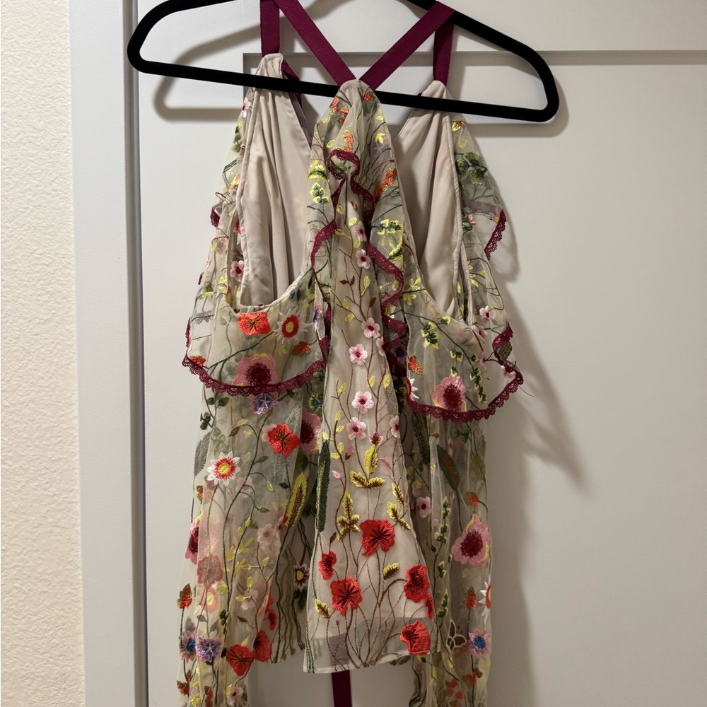 Alexis Sheer Top with Colorful Embroidery